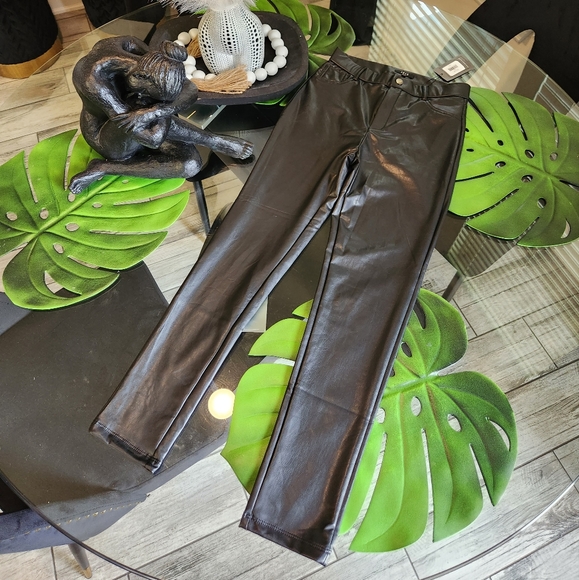 Pants & Jumpsuits Black Vegan Leather Pants Belt Loops Poshmark
